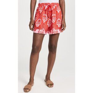 Figue 'Coppins' Printed Pull-On Silk Shorts, Mosaic Sunset Pink